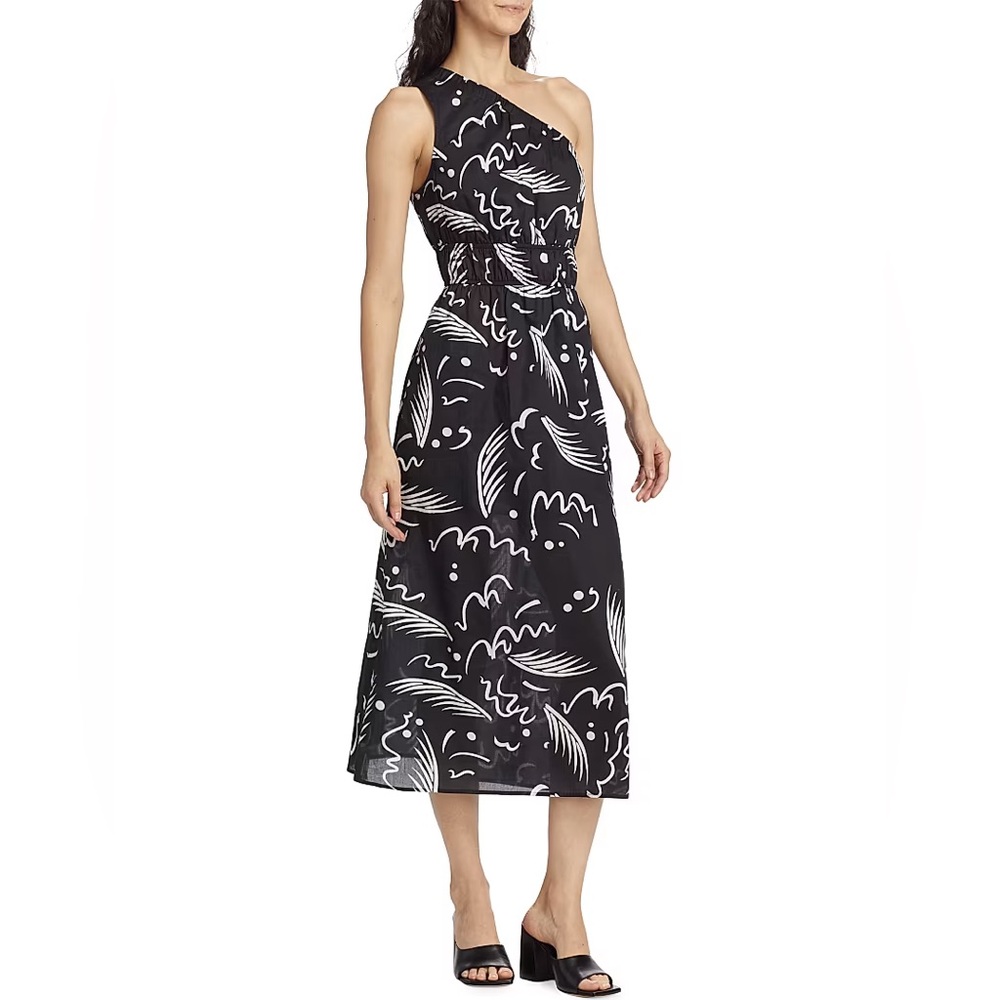 Rails Selani Black and White Asymmetric Midi Dress